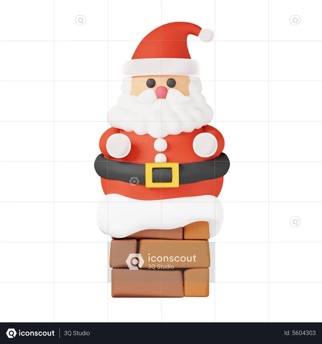 Papai noel preso na chaminé  3D Icon