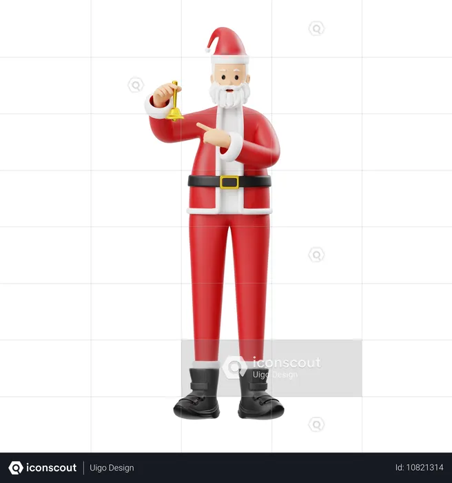 Papai Noel segurando um pequeno sino  3D Illustration