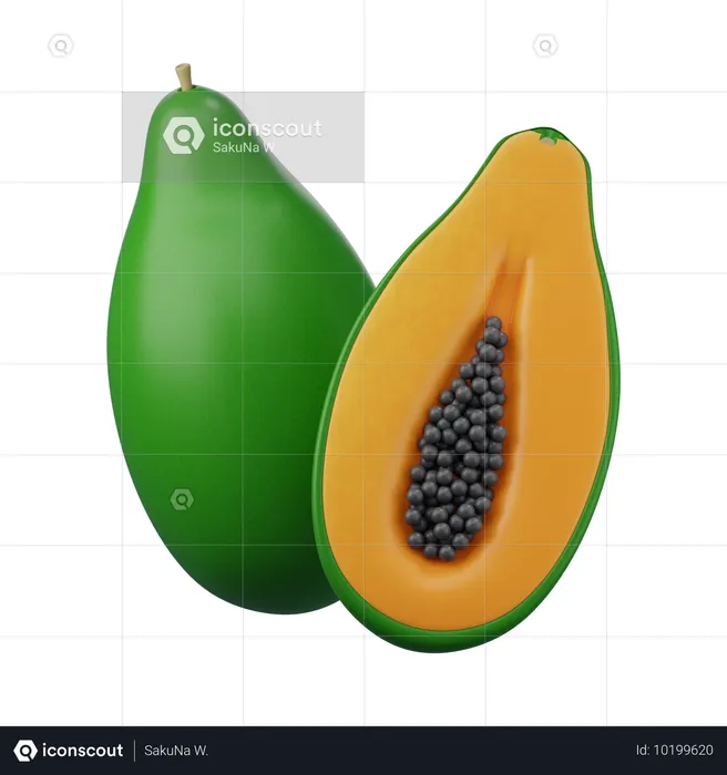 Icono 3D de papaya  3D Icon