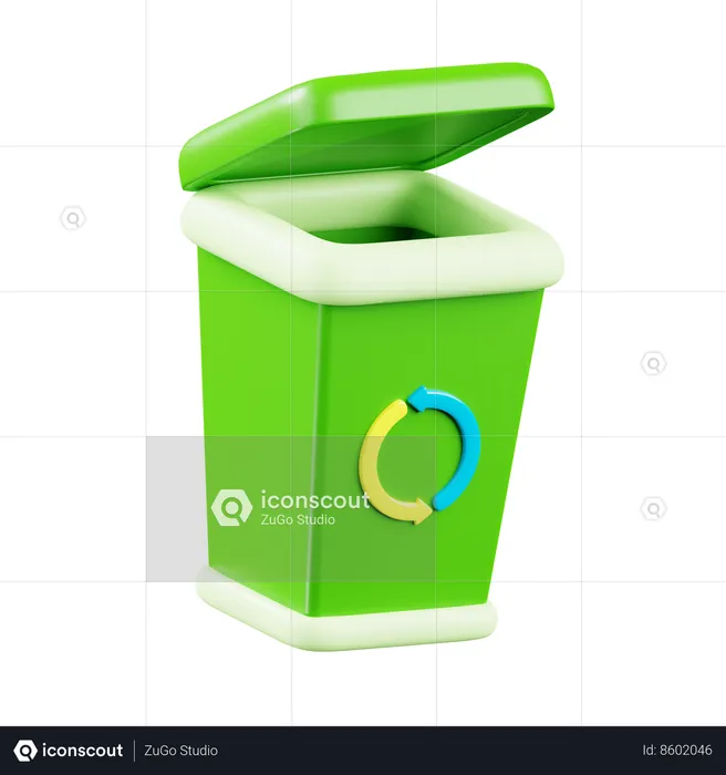 Cubo de basura verde  3D Icon