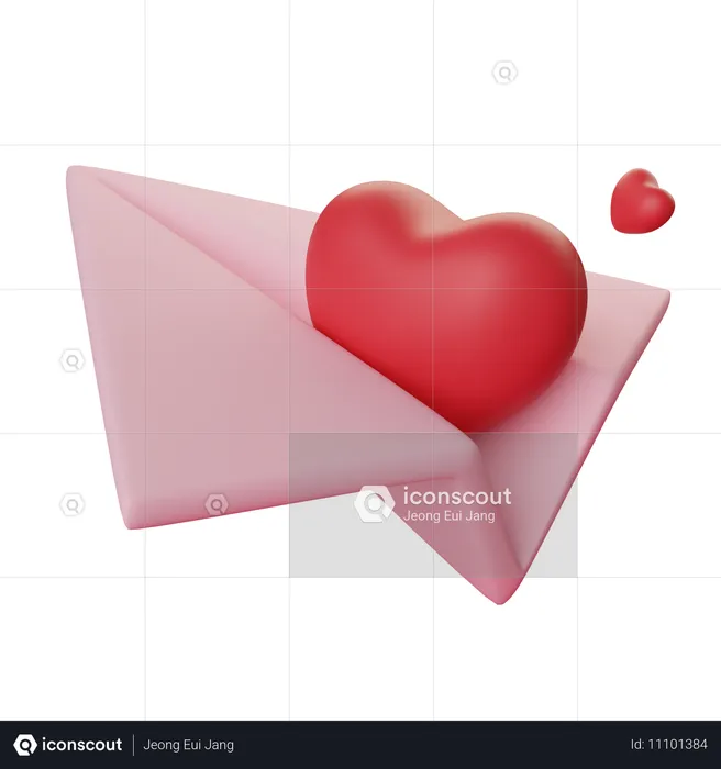 Paper Airplane Carrying Hearts  3D Icon