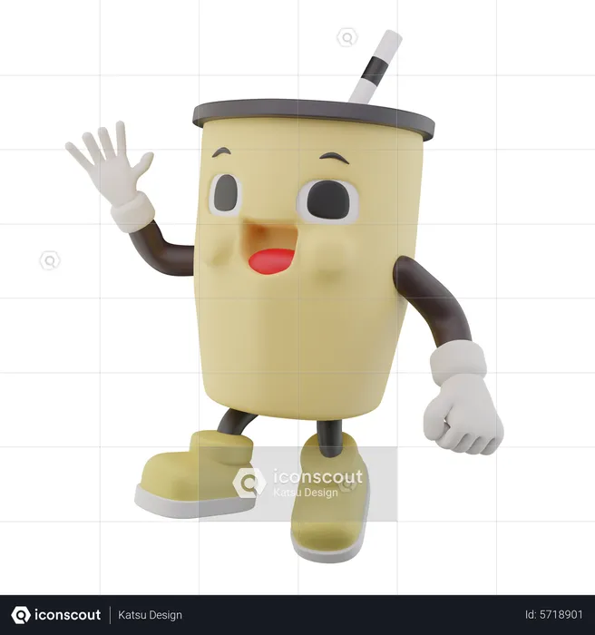 Paper Cup Soft Drink say hello  3D Icon