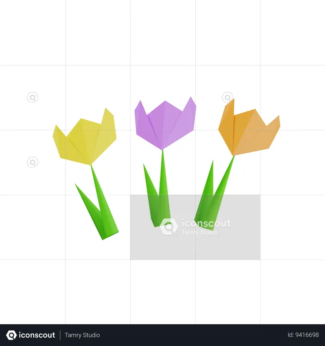 Paper flower field  3D Icon