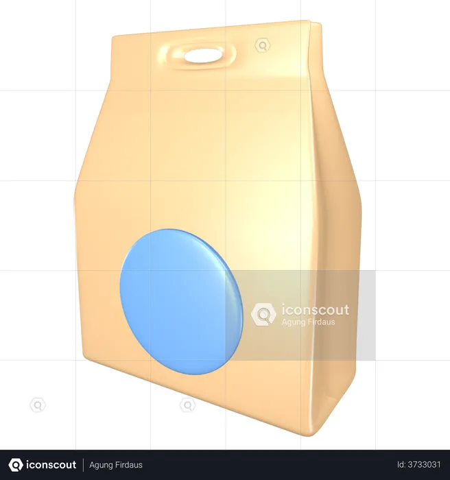 Paper food bag  3D Illustration