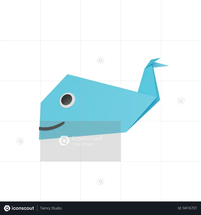 Paper Whale  3D Icon