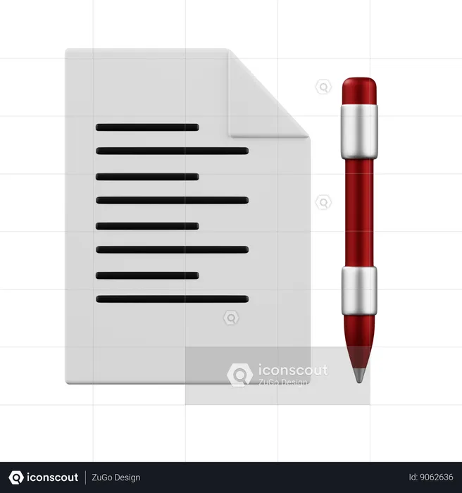 Papier et stylo  3D Icon