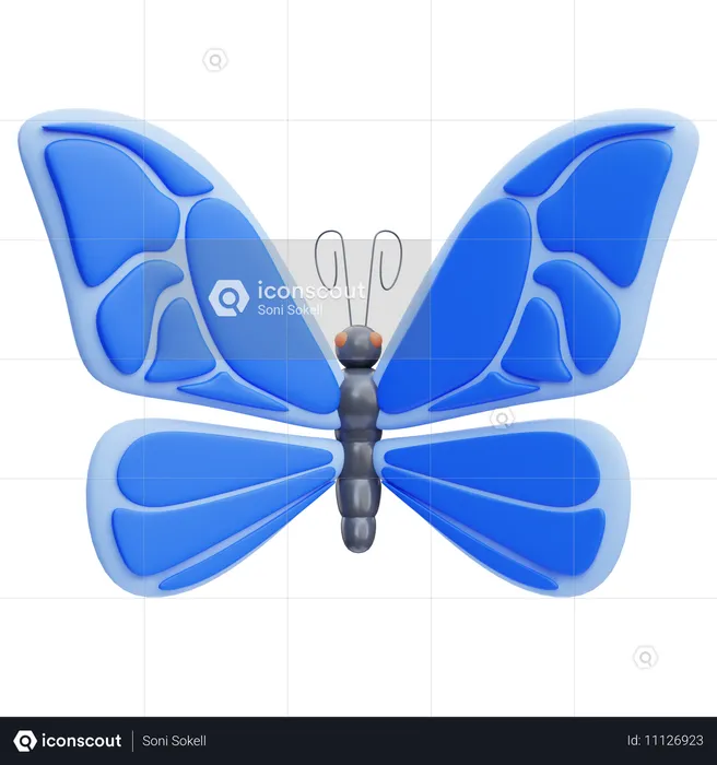 Papillon bleu  3D Icon