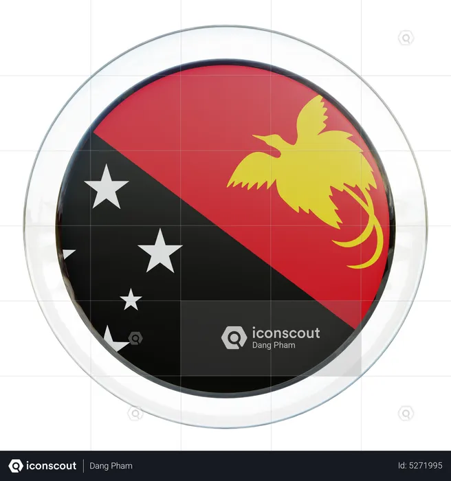Papua New Guinea Round Flag Flag 3D Icon