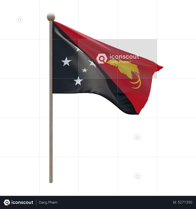 Asta de bandera de papua nueva guinea Flag 3D Icon