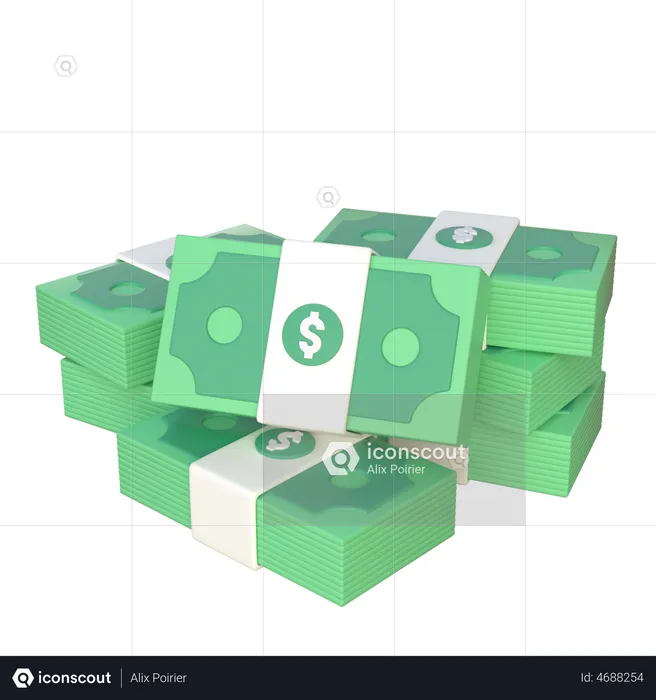Paquet de billets en dollars  3D Icon