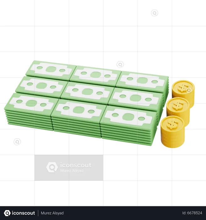 Paquet de dollars  3D Icon