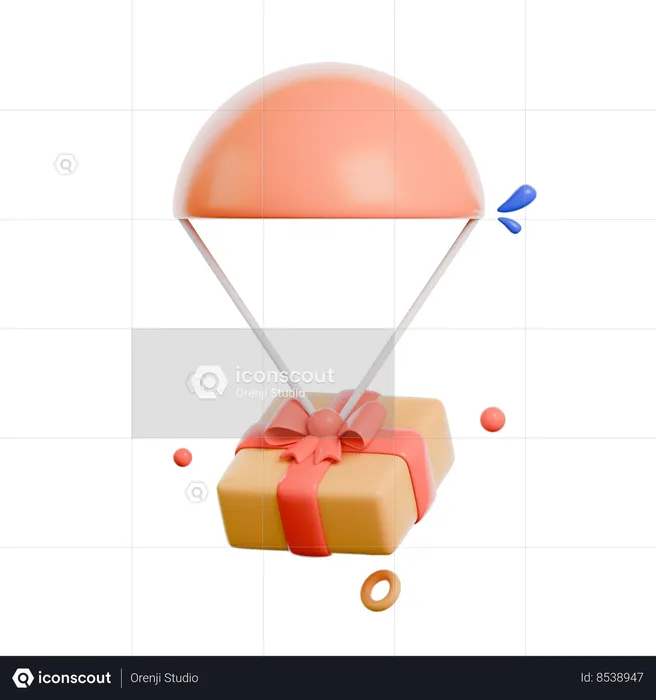 Paquete con paracaídas  3D Icon