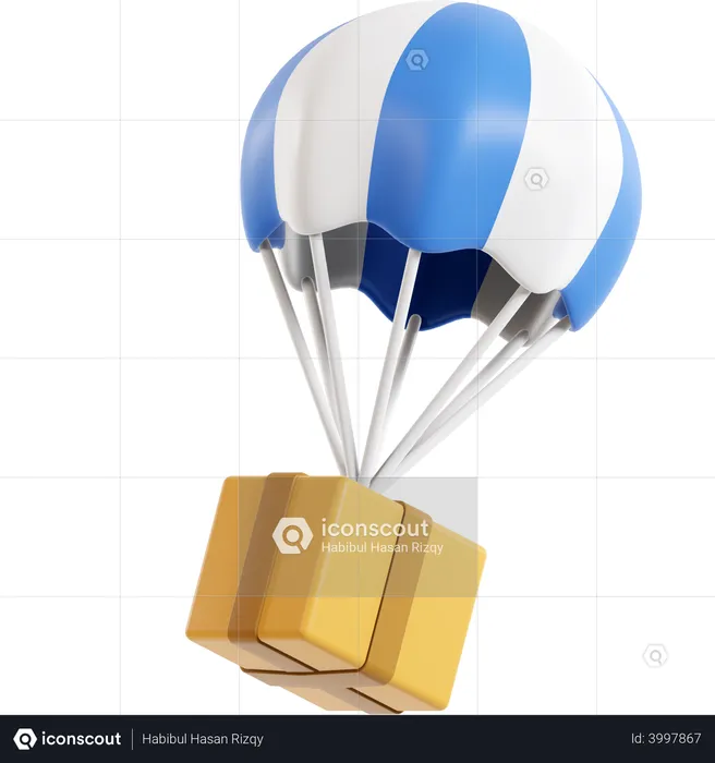 Parachuce Box Delivery  3D Illustration