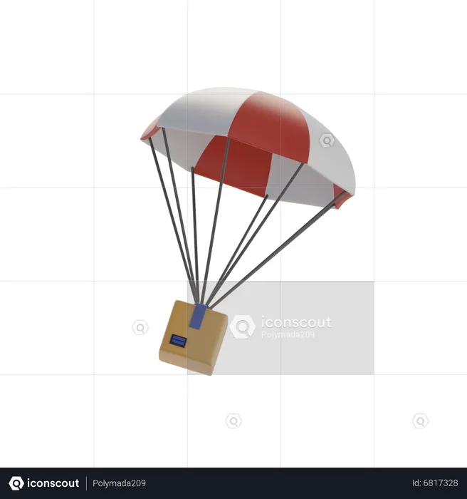 Parachute And Box Illustration  3D Icon