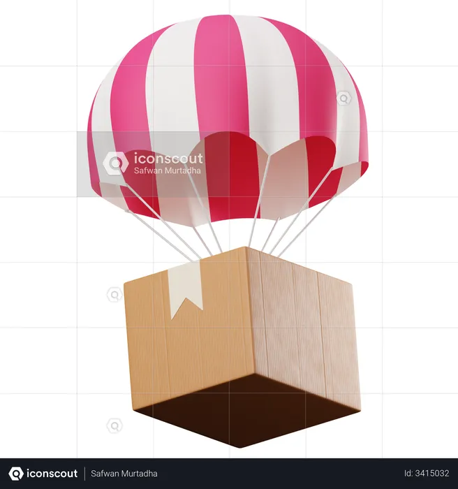 Parachute Delivery  3D Illustration