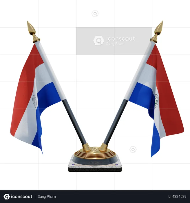 Paraguay Double Desk Flag Stand Flag 3D Flag