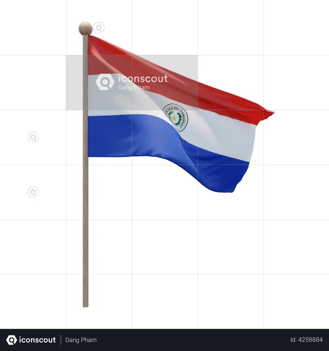 Paraguay Flagpole Flag 3D Flag