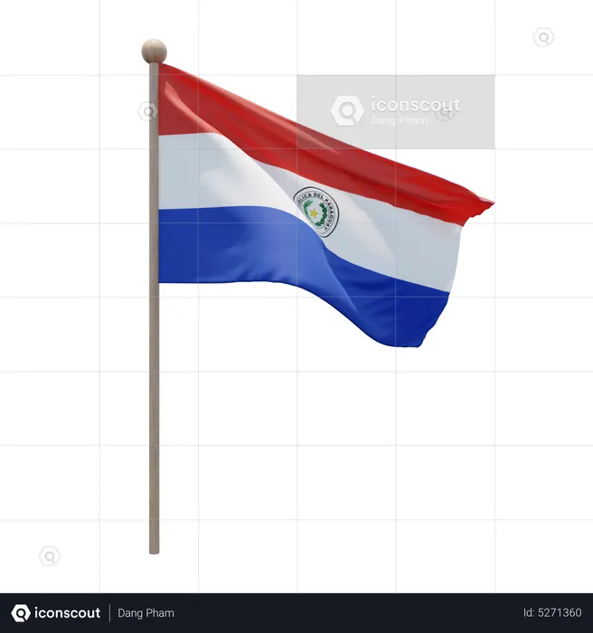 Paraguay Flagpole Flag 3D Icon