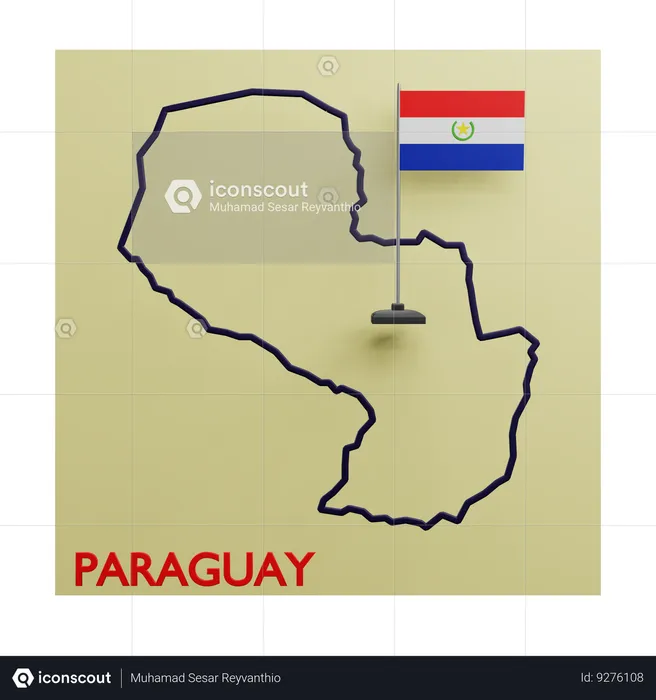 Paraguay Map Flag 3D Icon