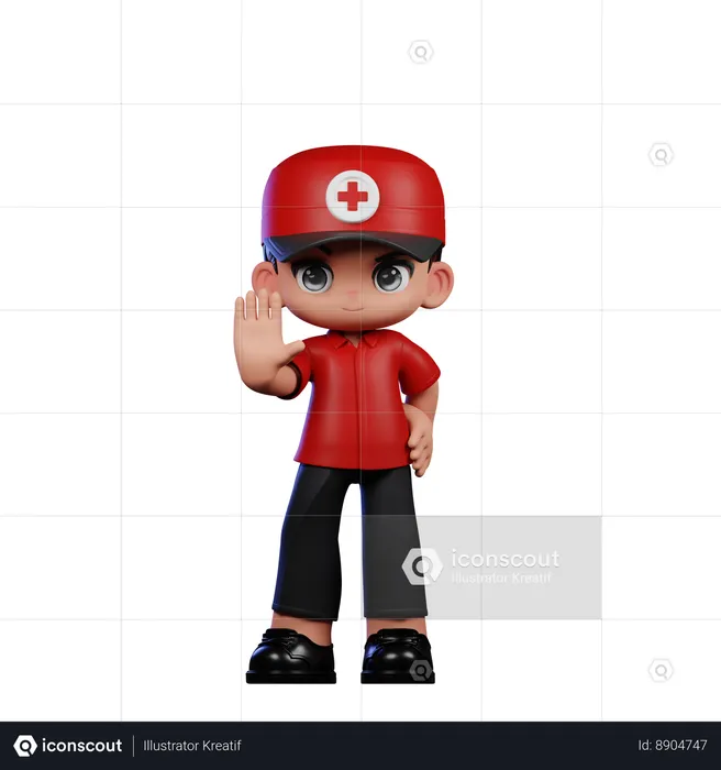Paramedic Doing The Stop Sign  3D Illustration