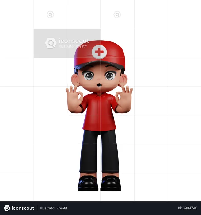 Paramedic Giving Ok Hand Gesture  3D Illustration