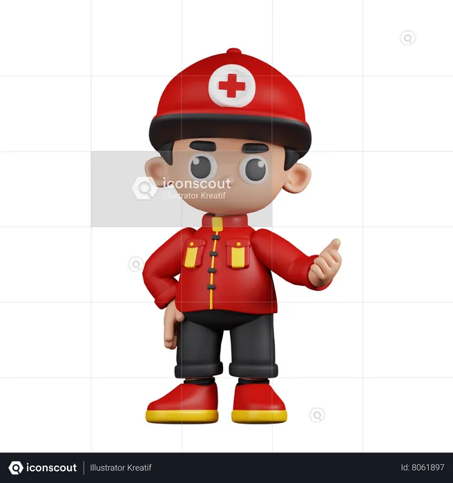 Paramedic Pointing Next  3D Illustration