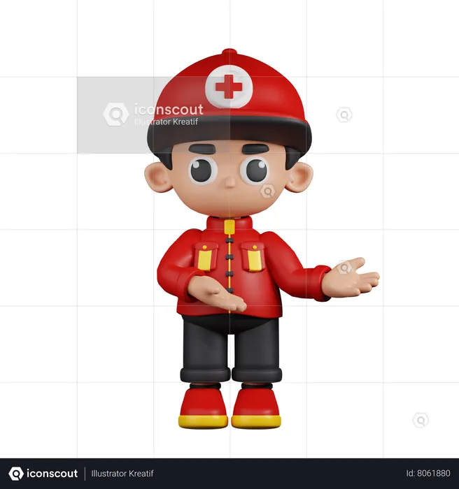 Paramedic Pointing To Something  3D Illustration
