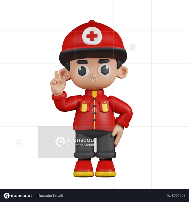 Paramedic Pointing Up  3D Illustration