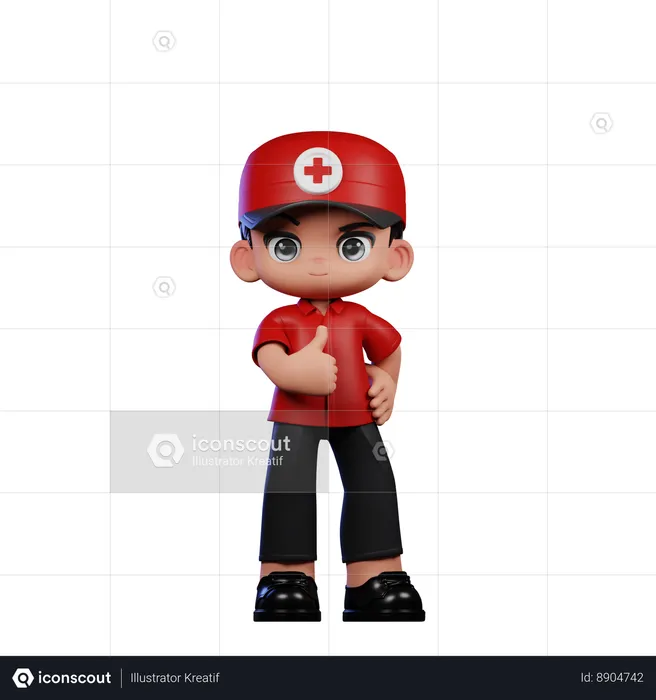 Paramedic Showing Thumbs Up  3D Illustration