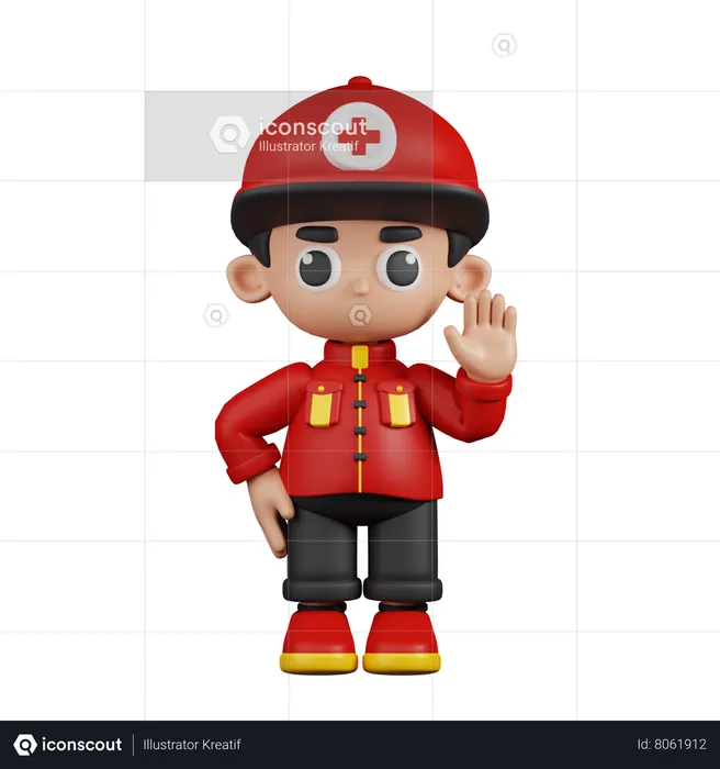 Paramedic With Hands Up  3D Illustration