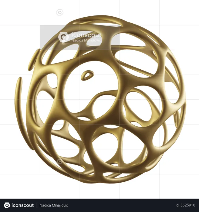 Parametric gold  sphere  3D Icon