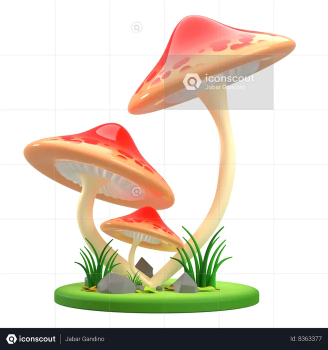 Parapluie Champignons  3D Icon