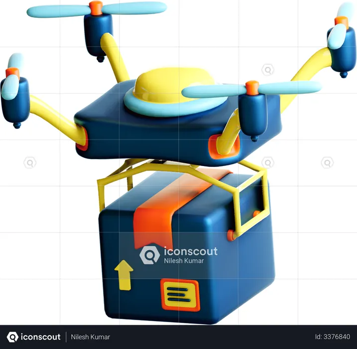 Parcel delivery by drone  3D Illustration
