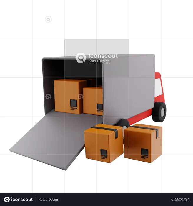 Parcel Loading To Truck  3D Icon