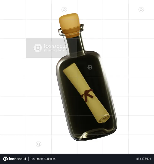 Parchment In Bottle  3D Icon