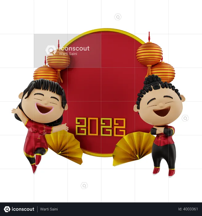 Pareja celebrando el año nuevo chino  3D Icon