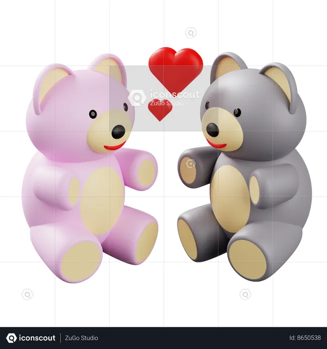 Par de peluches  3D Icon