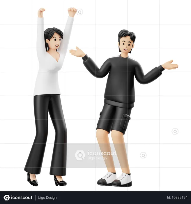 Feliz pareja bailando  3D Icon
