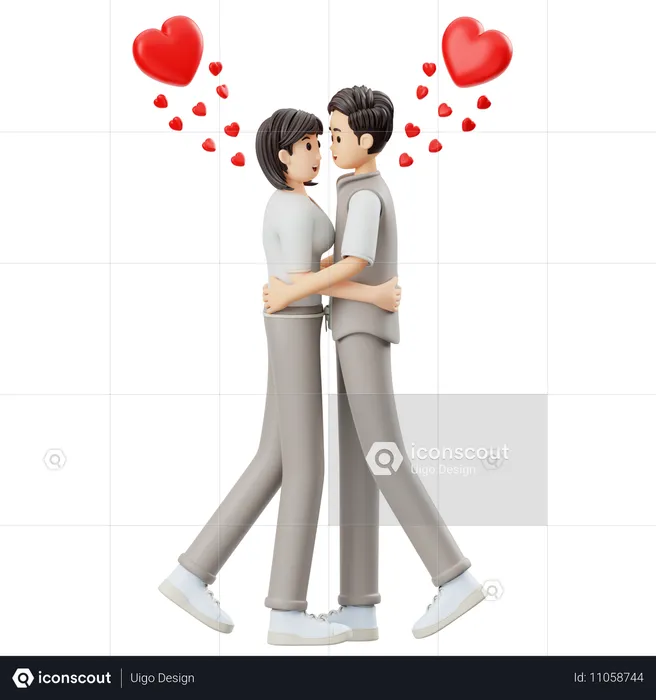 Pareja joven abrazándose  3D Illustration