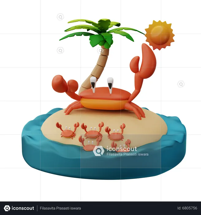 Parenthood In Crab Migration  3D Illustration