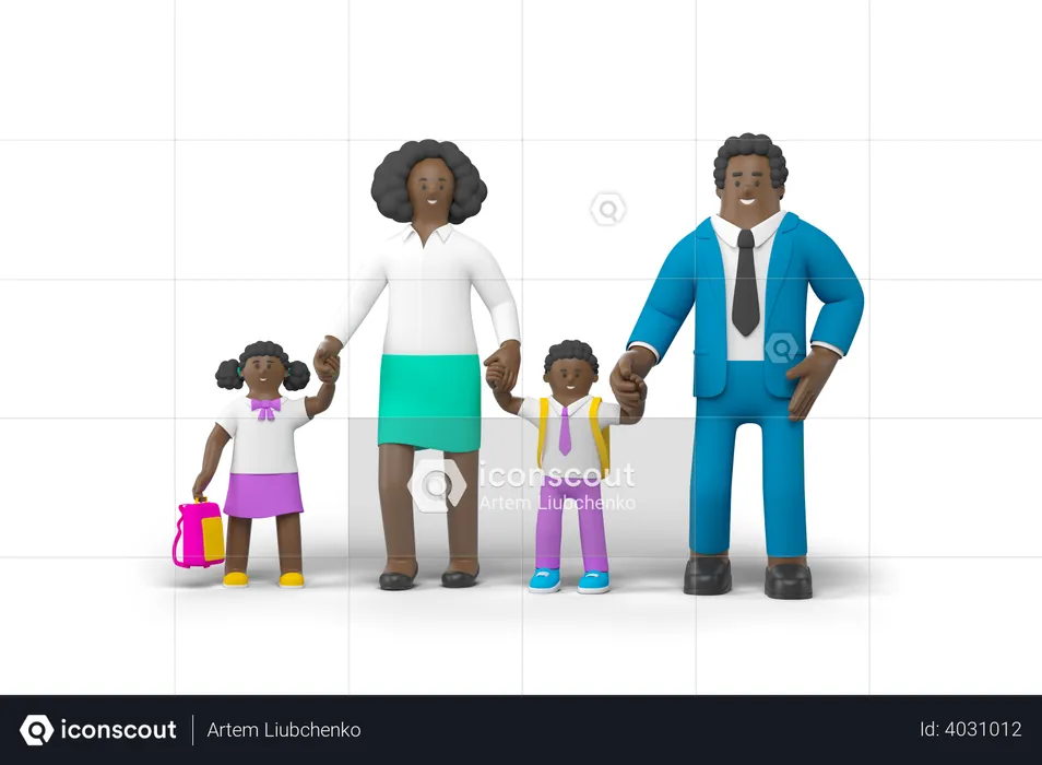 Parents sending child to preschool  3D Illustration