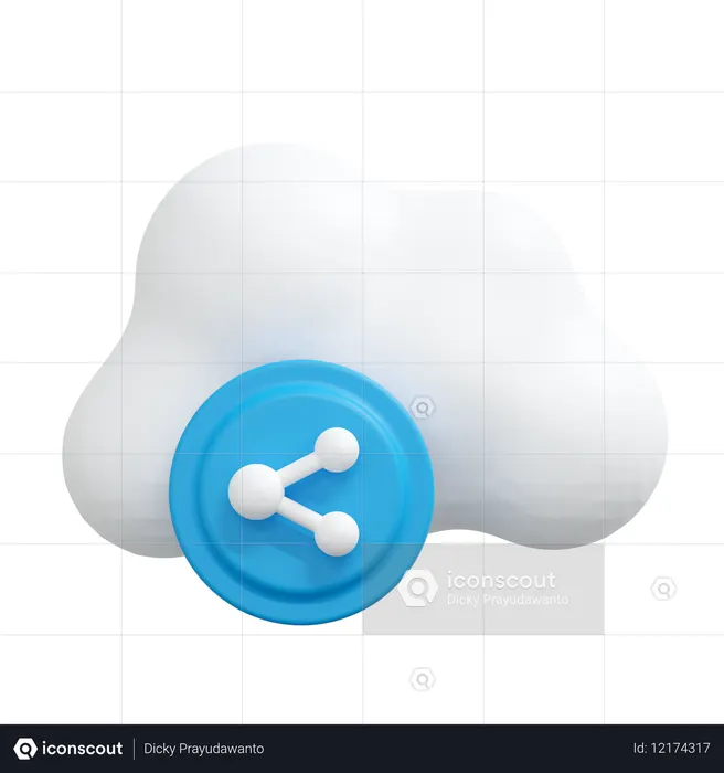 Partage de données dans le cloud  3D Icon