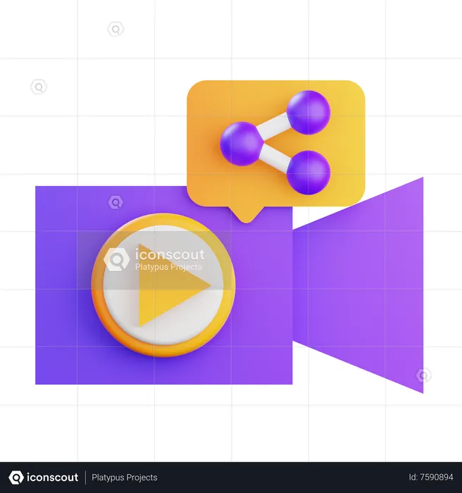 Partage de vidéo  3D Icon
