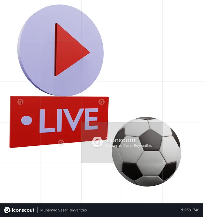 Partida de futebol ao vivo  3D Icon