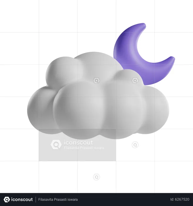 Partly Cloud Night  3D Icon