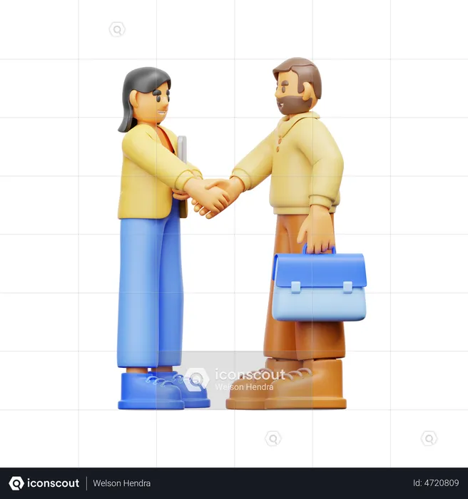 Partnership makes an agreement  3D Illustration