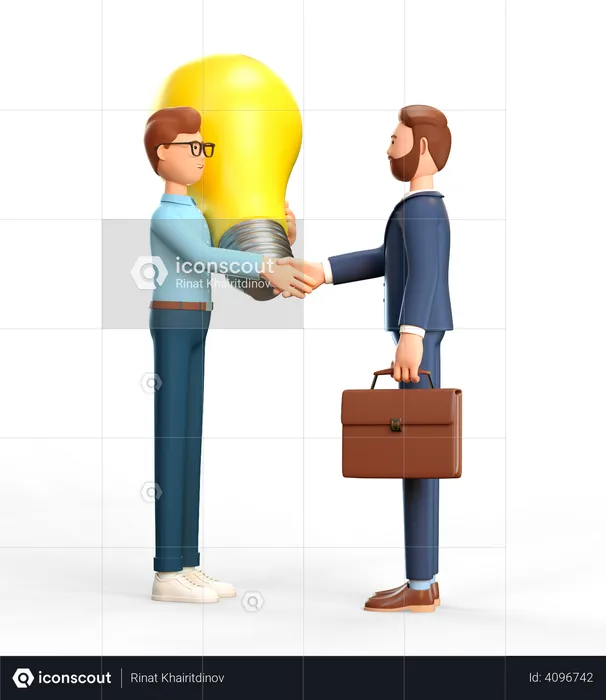 Partnership with startup investor  3D Illustration