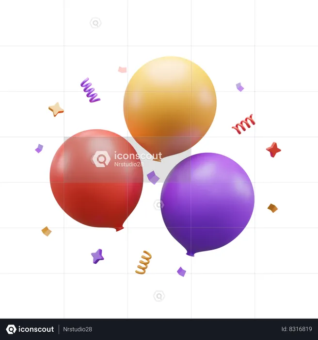 Party Balloons  3D Icon