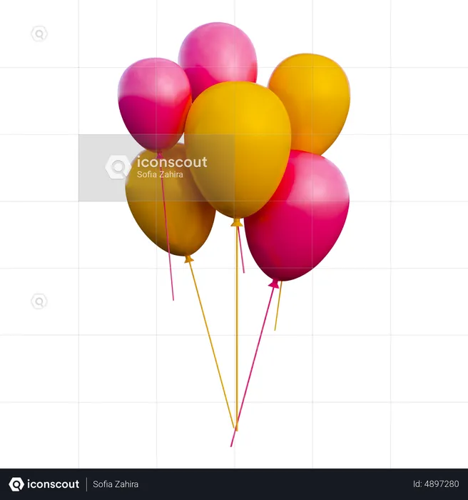 Party Balloons  3D Icon