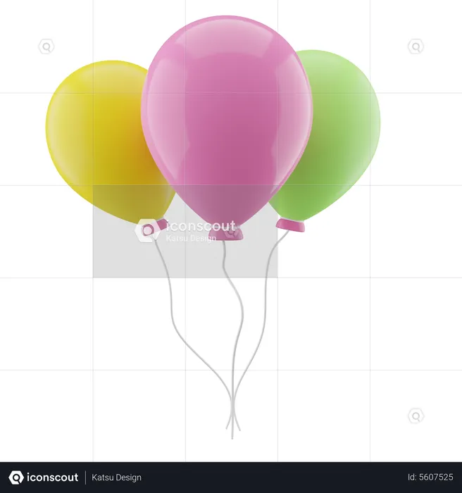 Party Balloons  3D Icon